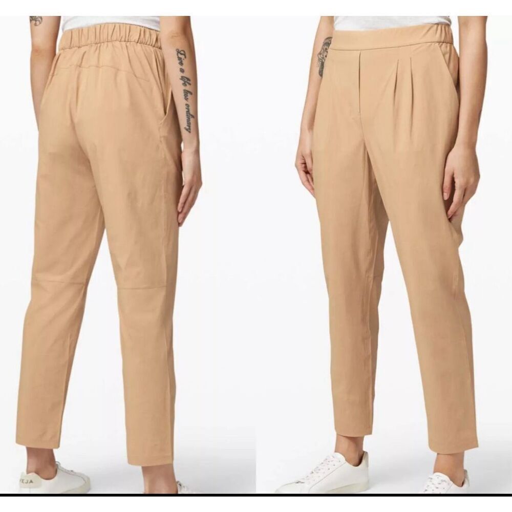 Lululemon Athletica Womens Four Way Stretch High Rise Trouser Beige Size 10 NWT